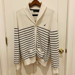 Nautica Striped Shawl Collar Cardigan Size Large